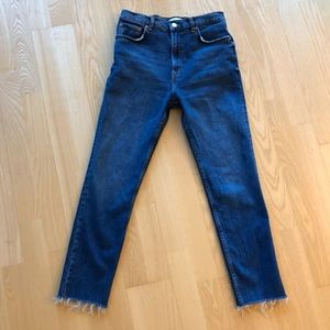Zara high rise frayed hem jeans